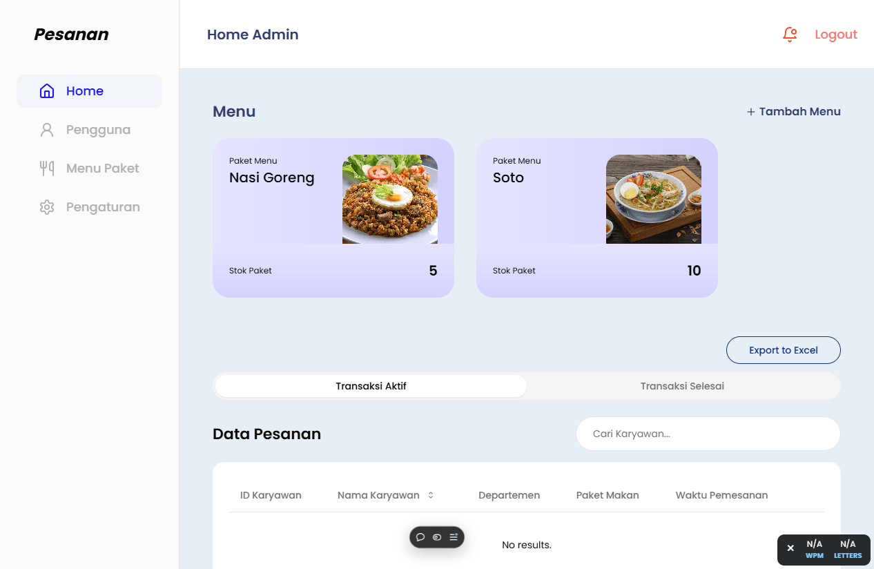 Sistem Antrian Makanan